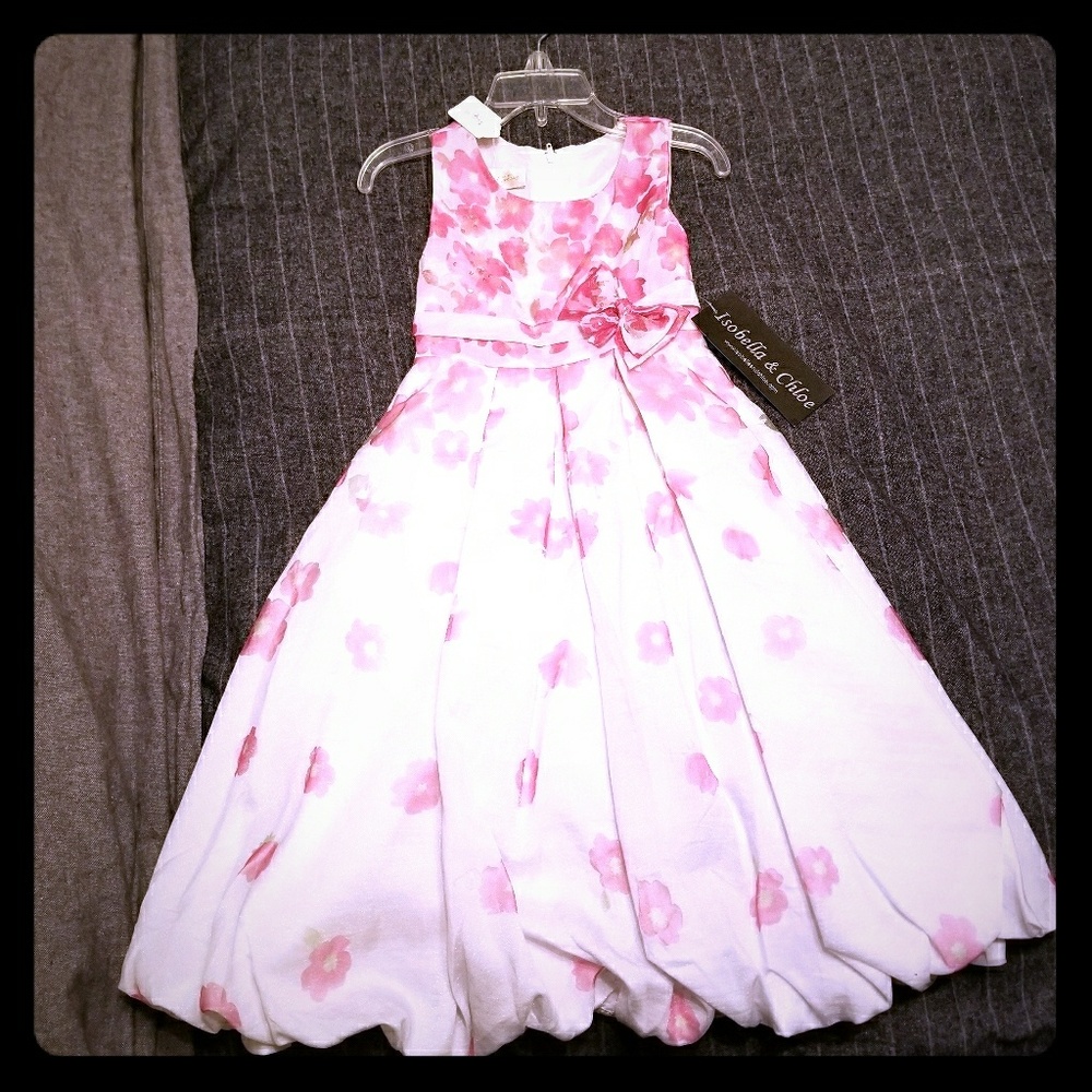 Isobella & Chloe Pink And White Floral Girls Dress